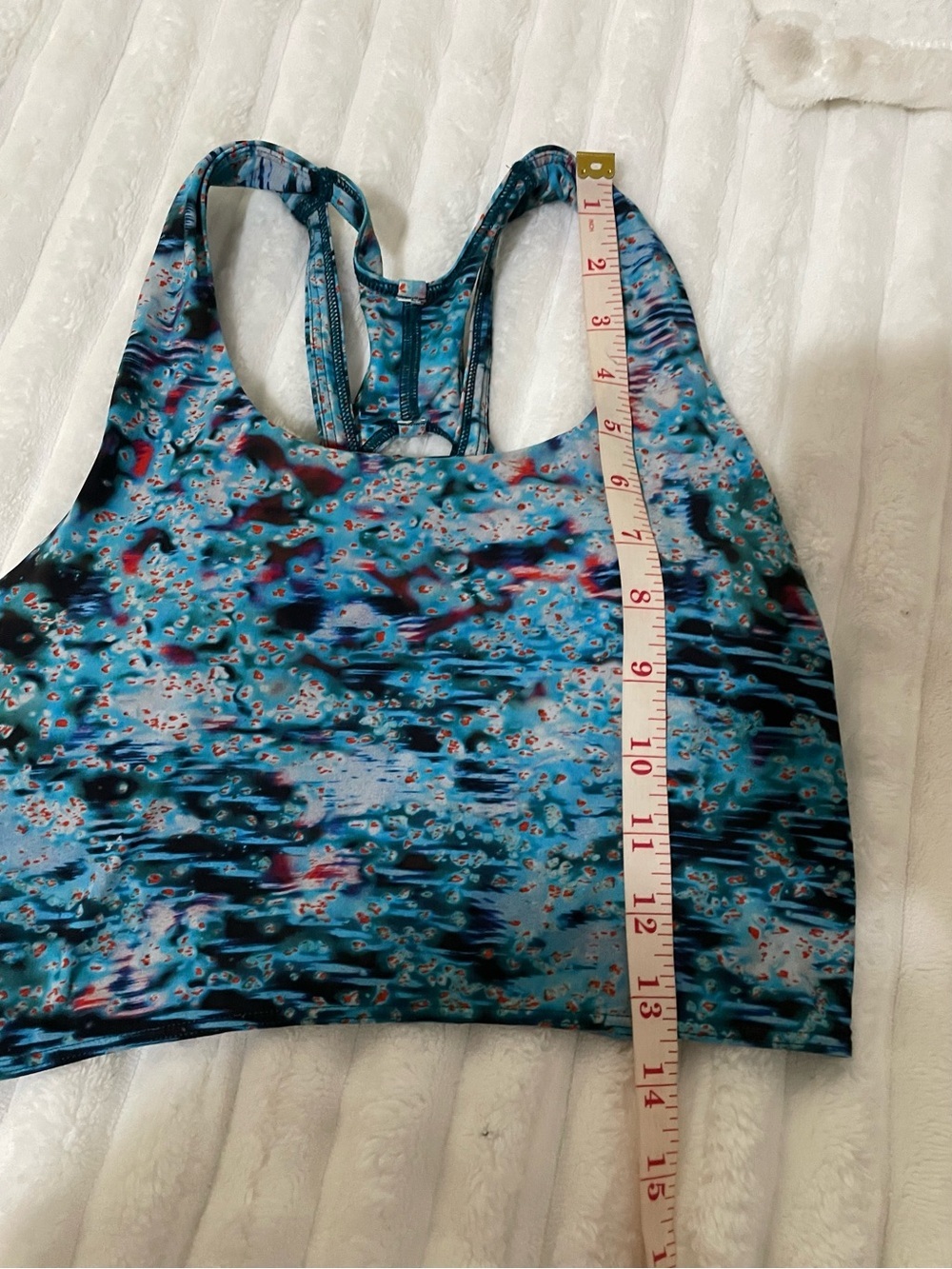 Blue Patterned Racerback Sports Bra Top - Picture 15 of 16